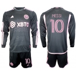 Men's Inter Miami CF #10 Lionel Messi 2023-24 Black Away Soccer Jersey Suit