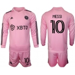 Men's Inter Miami CF #10 Lionel Messi 2023-24 Pink Home Soccer Jersey Suit