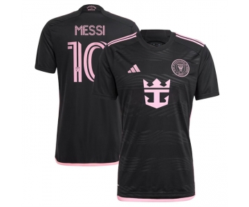 Men's Inter Miami CF #10 Lionel Messi Black 2024-25 Away Soccer Jersey