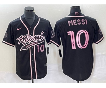 Men's Inter Miami CF #10 Lionel Messi Black Cool Base Stitched Jersey