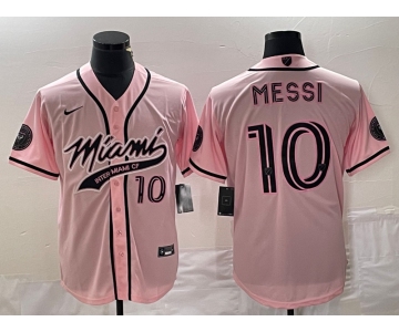 Men's Inter Miami CF #10 Lionel Messi Pink Cool Base Stitched Jersey