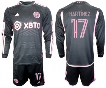 Men's Inter Miami CF #17 Martínez 2023-24 Black Away Soccer Jersey Suit