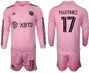 Men's Inter Miami CF #17 Martínez 2023-24 Pink Home Soccer Jersey Suit