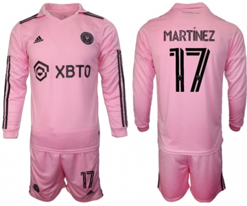 Men's Inter Miami CF #17 Martínez 2023-24 Pink Home Soccer Jersey Suit