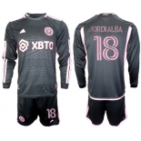 Men's Inter Miami CF #18 Jordialba 2023-24 Black Away Soccer Jersey Suit