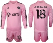 Men's Inter Miami CF #18 Jordialba 2023-24 Pink Home Soccer Jersey Suit