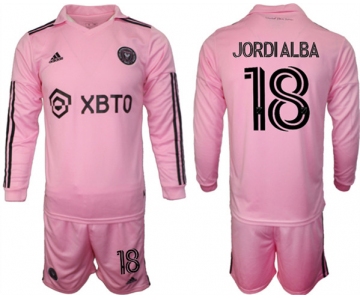 Men's Inter Miami CF #18 Jordialba 2023-24 Pink Home Soccer Jersey Suit