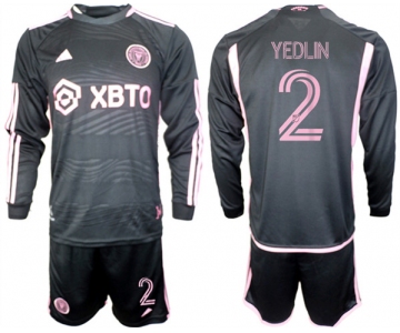 Men's Inter Miami CF #2 Yedlyn 2023-24 Black Away Soccer Jersey Suit