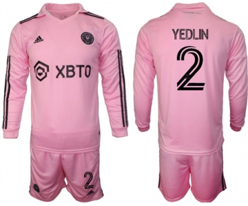 Men's Inter Miami CF #2 Yedlyn 2023-24 Pink Home Soccer Jersey Suit