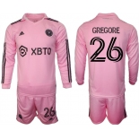 Men's Inter Miami CF #26 Gregore 2023-24 Pink Home Soccer Jersey Suit