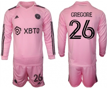 Men's Inter Miami CF #26 Gregore 2023-24 Pink Home Soccer Jersey Suit