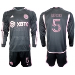 Men's Inter Miami CF #5 sergio 2023-24 Black Away Soccer Jersey Suit