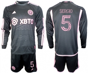 Men's Inter Miami CF #5 sergio 2023-24 Black Away Soccer Jersey Suit