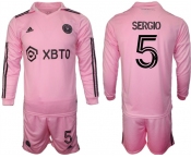 Men's Inter Miami CF #5 sergio 2023-24 Pink Home Soccer Jersey Suit