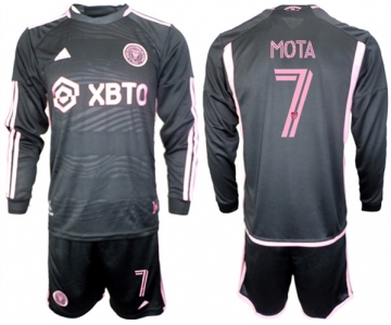 Men's Inter Miami CF #7 Mota 2023-24 Black Away Soccer Jersey Suit