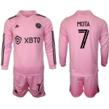 Men's Inter Miami CF #7 Mota 2023-24 Pink Home Soccer Jersey Suit