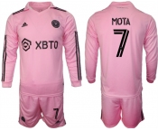 Men's Inter Miami CF #7 Mota 2023-24 Pink Home Soccer Jersey Suit