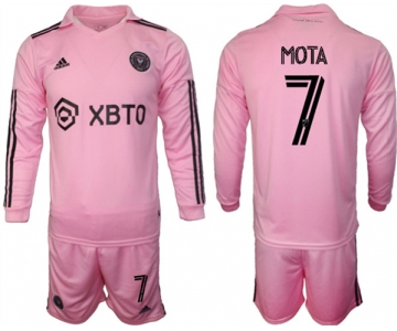 Men's Inter Miami CF #7 Mota 2023-24 Pink Home Soccer Jersey Suit