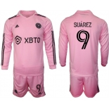 Men's Inter Miami CF #9 Luis Suárez 2023-24 Pink Home Soccer Jersey Suit