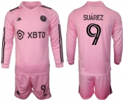 Men's Inter Miami CF #9 Luis Suárez 2023-24 Pink Home Soccer Jersey Suit