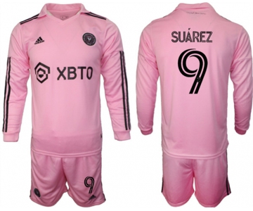 Men's Inter Miami CF #9 Luis Suárez 2023-24 Pink Home Soccer Jersey Suit