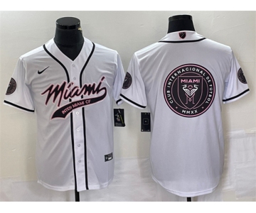 Men's Inter Miami CF White Team Big Logo Cool Base Stitched Jersey