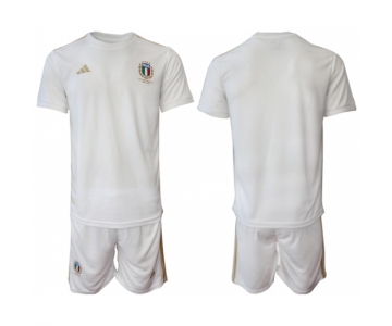 Men's Italy 2023 Adidas 125th Anniversary Kit Blank White Soccer Jersey