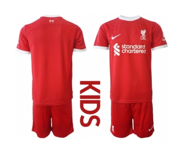 Kids Liverpool Blank 2023-24 Red Home Soccer Jersey