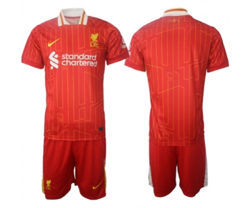 Men's Liverpool Custom 2024-25 Red Home Soccer Jersey Suit