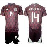 Kid Mexico #14 Chicharito Green 2024 Home Soccer Jersey