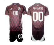 Men's Mexico Custom 2024-25 Burgundy Home Soccer Jersey Suit