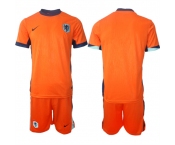 Men's Netherlands Custom Orange 2024-25 Home Soccer Jersey Suit