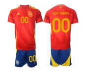 Men's Spain Team Custom 2024-25 Red Home Soccer Jersey Suit