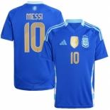 Men Argentina #10 Lion Messi Gold Blue 2024 Soccer Jersey