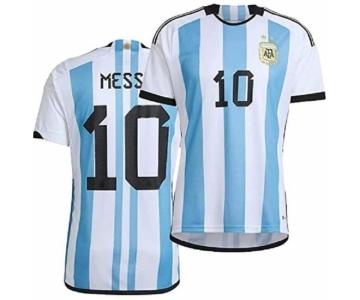 Men Argentina #10 Lion Messi white Blue 2024 Soccer Jersey