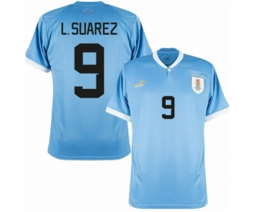 Men Uruguay #9 Luis Suarez Soccer 2024 Jersey Blue .