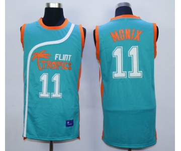 Flint Tropics 11 Ed Monix Teal Semi Pro Movie Stitched Basketball Jersey