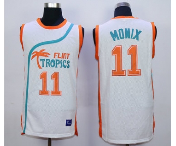 Flint Tropics 11 Ed Monix White Semi Pro Movie Stitched Basketball Jersey