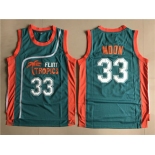 Flint Tropics 33 Jackie Moon Teal Semi Pro Movie Stitched Basketball Jersey