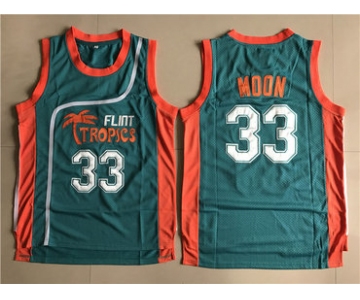 Flint Tropics 33 Jackie Moon Teal Semi Pro Movie Stitched Basketball Jersey