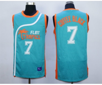 Flint Tropics 7 Coffe Black Teal Semi Pro Movie Stitched Basketball Jersey