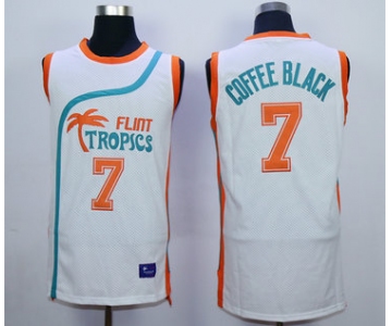 Flint Tropics 7 Coffe Black White Semi Pro Movie Stitched Basketball Jersey