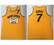 Jugoplastika Yugoslavia Croatia 7 Toni Kukoc Yellow Movie Stitched Basketball Jersey