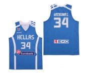 Men's Hellas Eurobank #34 Antetokounmpo G. Blue Basketball Stitched Jersey