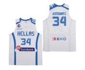 Men's Hellas Eurobank #34 Antetokounmpo G. White Basketball Stitched Jersey