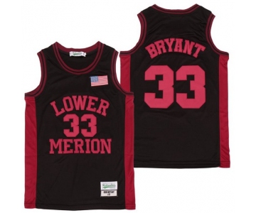 Men's Lower Merion High School #33 Kobe Bryant Black With Red Name High School Swingman Jersey