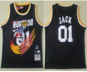 Travis Scott X Br X Mitchell Ness Houston Rockets #01 Jack Black Basketball Swingman Stitched Throwback Jersey