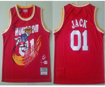 Travis Scott X Br X Mn Houston Rockets #01 Jack Red Basketball Swingman Stitched Throwback Jersey