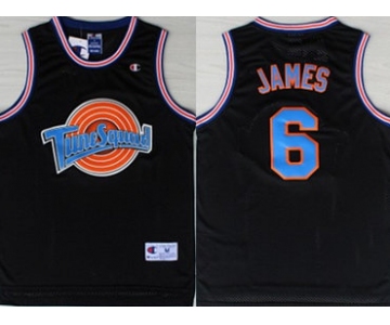 Tune Squad 6 James Black Stitched Movie Basketball Jersey