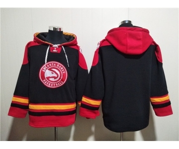 Men's Atlanta Hawks Blank Black Red Lace-Up Pullover Hoodie